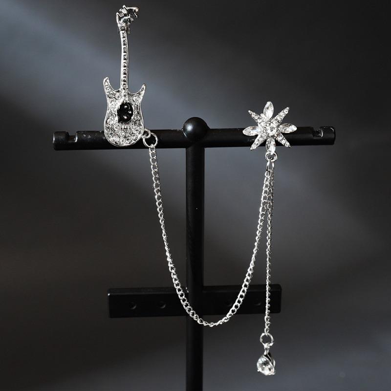 1 шт. Двухслойная металлическая цепочка золотистого тона, брошь в виде креста и звезды, инкрустированная стразами, съемная, модный декор для повседневной носки