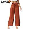 Women's Spring and Summer New Wide Leg Trousers Elastic Waistband Wide Leg High Waist Long Skirt Trousers Female