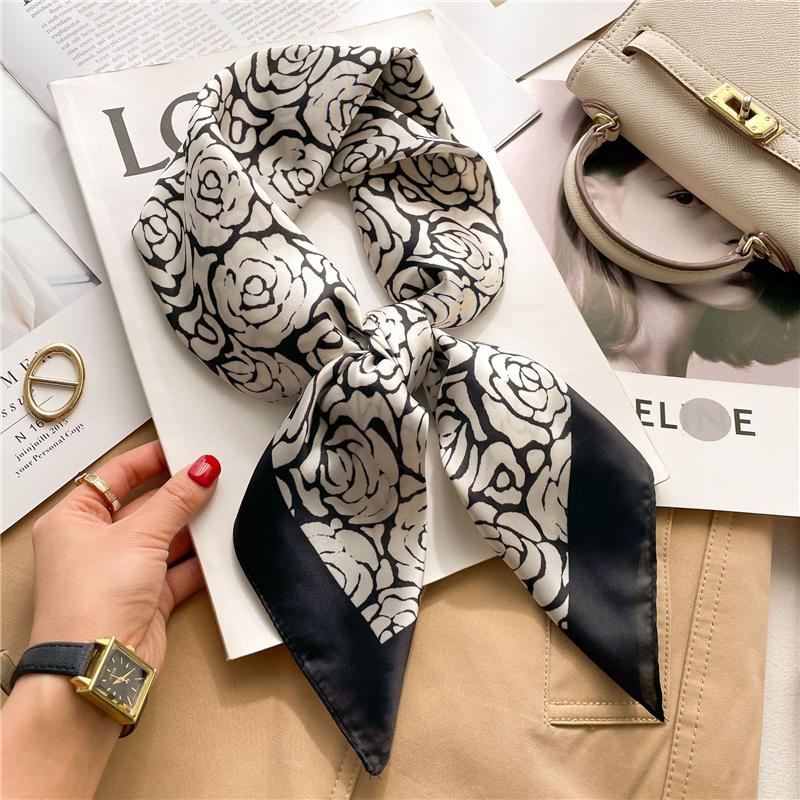 70*70cm Printed Square Scarf Women Kerchief Hairband Neckerchief Head Hijab Lady Headband Foulard Bag Ribbon