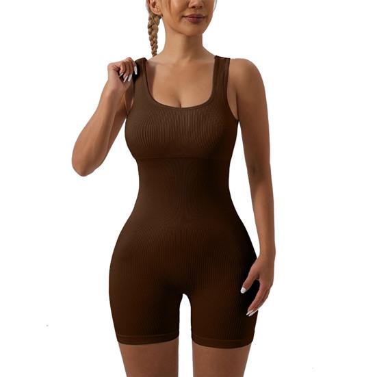 Ребристый боди для йоги со съемными накладками на грудь, бесшовный, высокоэластичный, компрессионный, подтягивающий живот, моделирующий талию, подтягивающий ягодицы, спортивная одежда для фитнеса