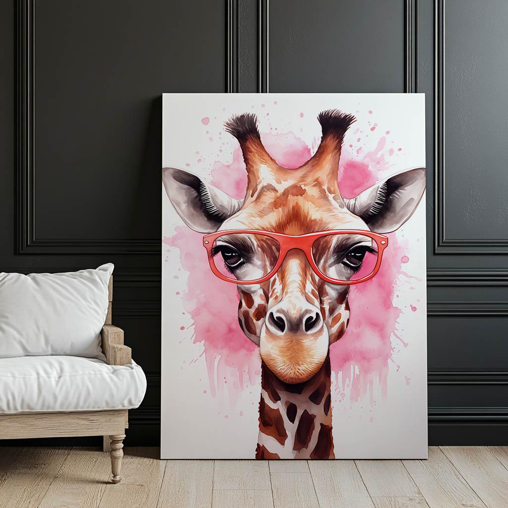 Pink Giraffe With Glasses Pink Giraffe With Glasses, 40X50 Cm, Frameless, Matte Paper 230 Gsm