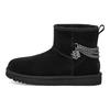 UGG Классические мини-сапоги из двухслойной кожи, теплые, нескользящие, модные, короткие, женские, черные, с цепочкой, зимние сапоги 1123668-BLK