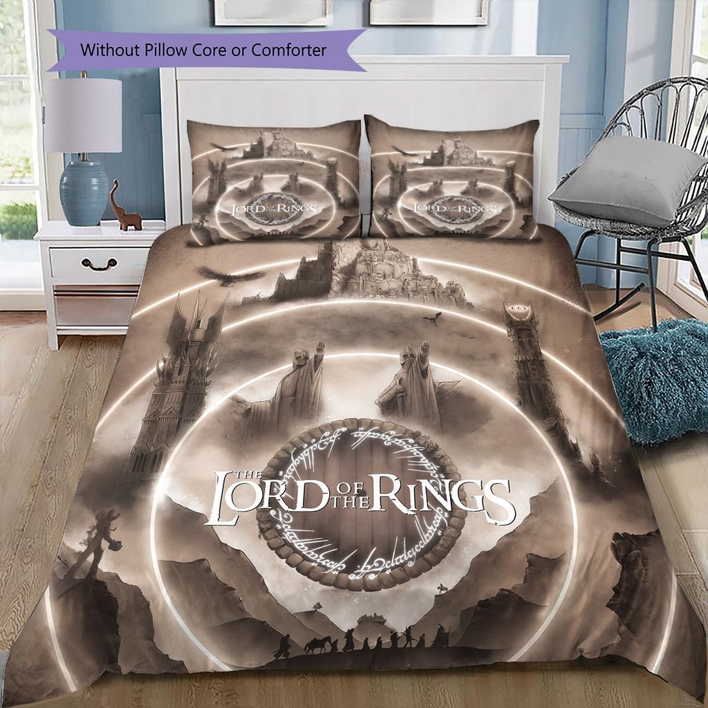 Lord of the Rings Symbols Bedding Set, 1 Duvet Cover & 2 Pillowcases, Fantasy Home Decor, Great Gift for Fans