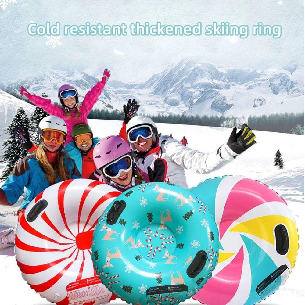ПВХ Надувной Лыжный Круг с Ручкой Тюбинг Практичные Снежные Сани Дети