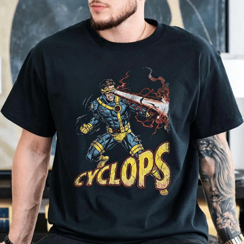 Vintage Cyclops print t-shirt from 2026, 100% cotton, unisex clothing, men's and women's, summer t-shirt, popular Y2k t-shirt, casual streetwear.
