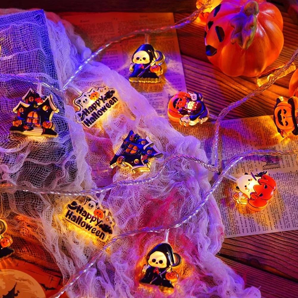 1.5m 10LED Glowing Halloween Party String Lights Pumpkin Ghost Witch DIY Home Decor LED Light String for Halloween Party