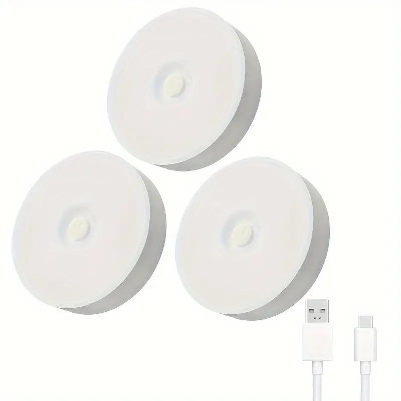 3 шт. Светодиодные ночники 3 цвета USB перезаряжаемые кнопочные магнитное крепление аварийное освещение прикроватная тумбочка свет для шкафа