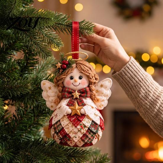 DIY Patchwork Kit for Christmas Ornament Holiday Decoration, Decorative Fabric Winter Seasonal Home Decor Craft Set with Traditional Patterns Display