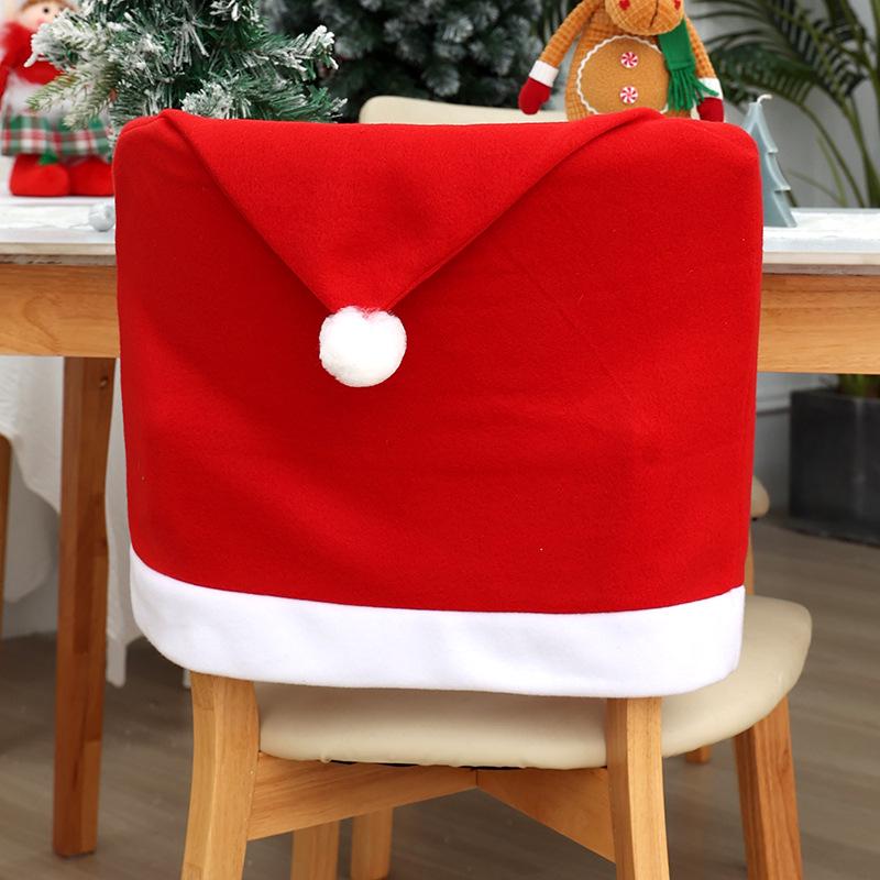 Red Flannel Chair Cover for Christmas Dining Table Decor
