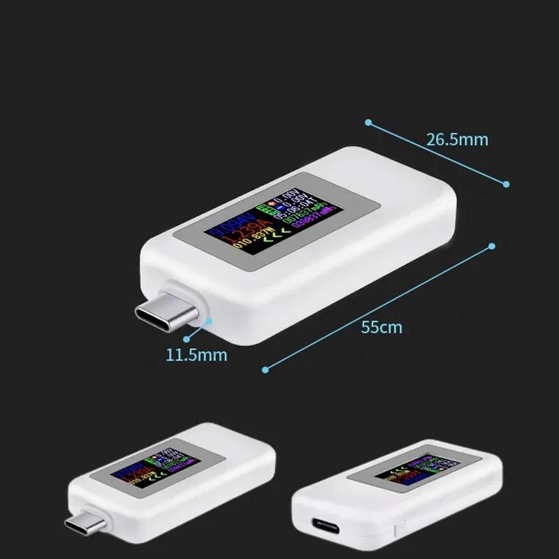 Type-C USB Tester 4-Digit Color Monitor 4-30V Volt Meter Current Power Detector Compatible w/ QC2.0/3.0/PD/Samsung Fast Charging
