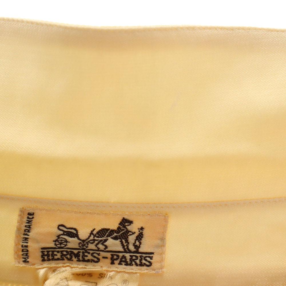 Hermes Блузка из французского шелка с длинным рукавом 38 бежевая Женская Б/у