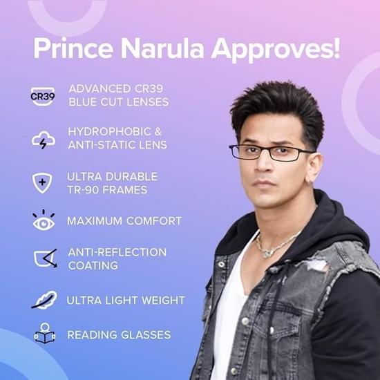 Intellilens | Zero Power Blue Cut Computer Glasses | Anti Glare, Lightweight | UV Protection Specs | Unisex| Grey | Square | Medium