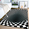 3D Vortex Illusion Black and White Rug for Bedroom Floor Mat Abstract Geometric Optical Vertigo Carpet Non-slip Livingroom Decor