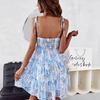 Слинг с цветочным принтом, повседневные женские летние платья с бретельками на шее, без бретелек, с принтом в виде грибка, S-XL