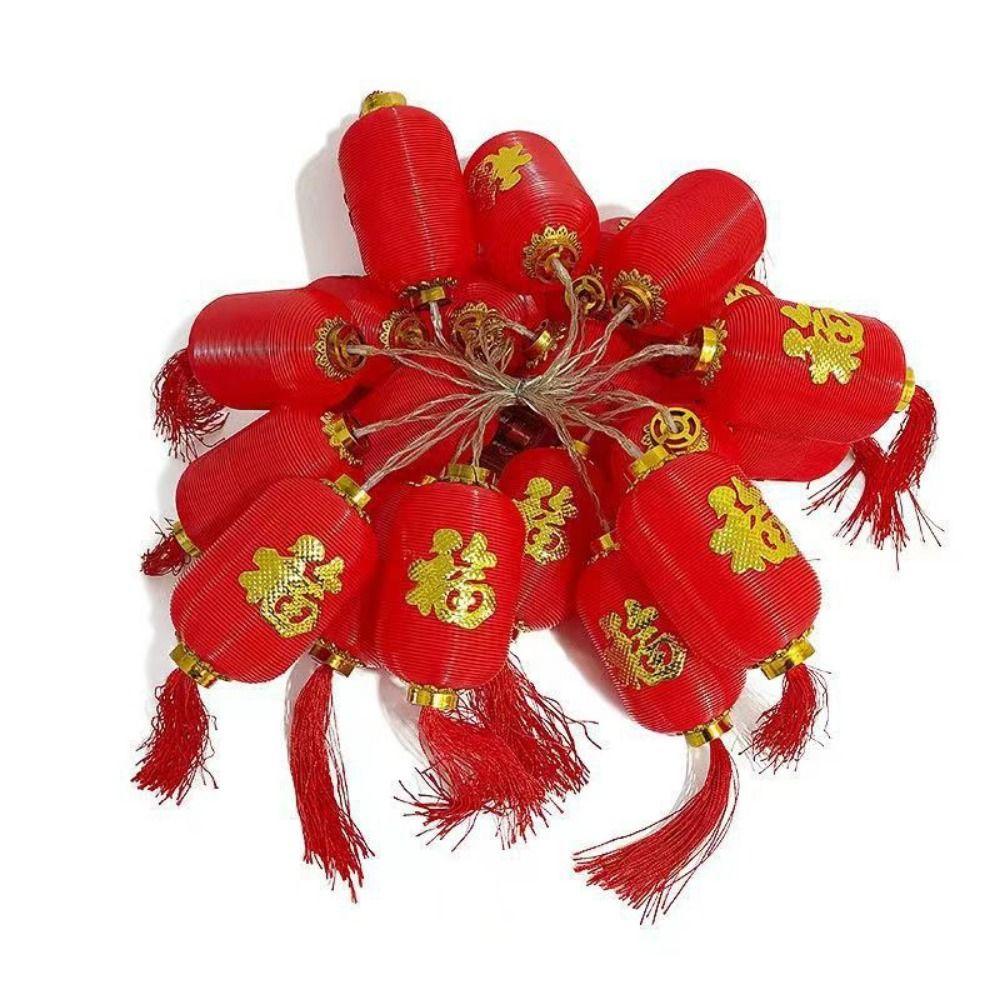 Декоративная гирлянда из китайских фонариков в китайском стиле с символом Фу (счастье) и светодиодными огнями 1,5/3 м, традиционная