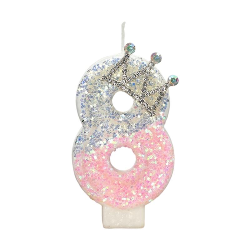Birthday Candle Pink Crown Number Cake Candle,Birthday Cake Toppers Cupcakes Decorations Anniversary Celebrations Supplies