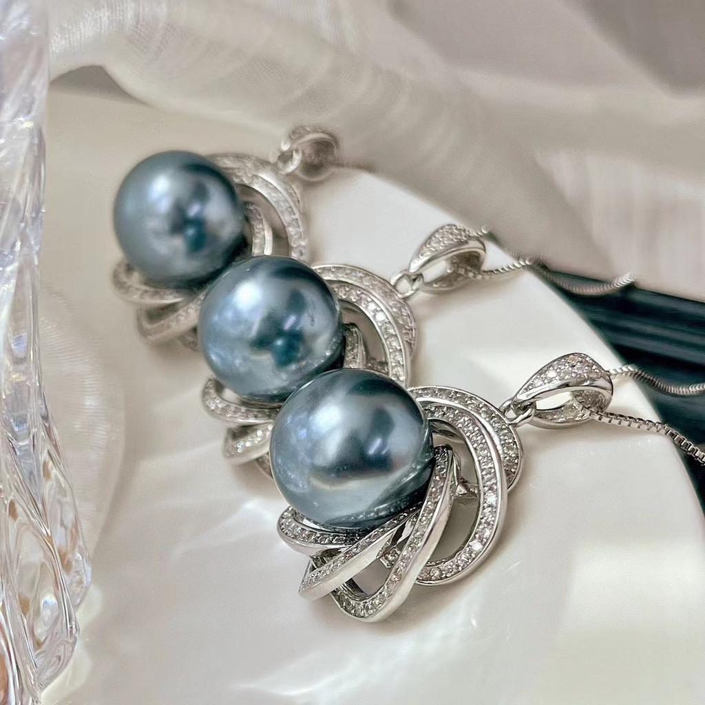 Винтажный роскошный таитянский платиново-серый искусственный жемчуг жемчужная подвеска бусина подвеска ниша