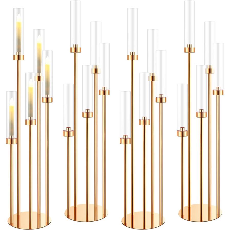 5-рожковый напольный канделябр высотой 42,5 дюйма, золотой подсвечник, центральные подсвечники для столов, металлический подсвечник-канделябр для хри