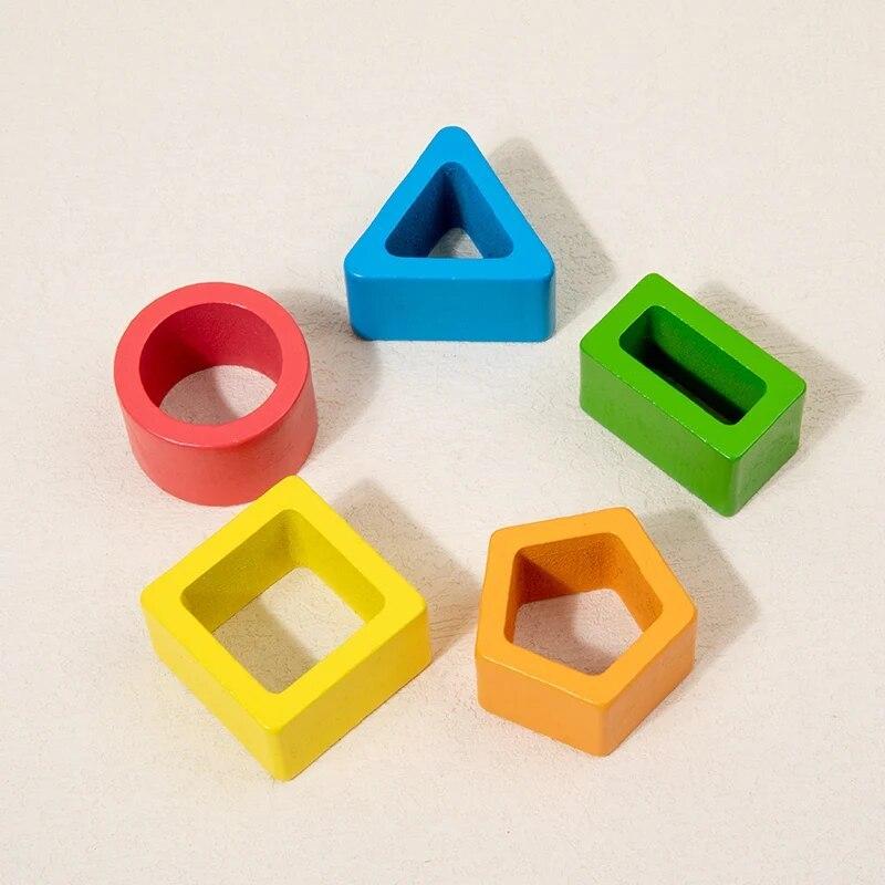 Montessori Wooden Sorting Stacking Toys for Toddlers Educational Shape Color Sorter Geometric Puzzle Kids Early Learning Gifts