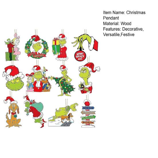 12/36 шт. Рождественские украшения из дерева, рождественские подвесные украшения, зеленая подвеска в виде эльфа, декор для рождественской елки