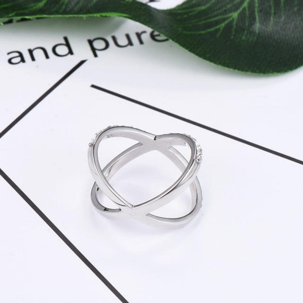 Кольца в форме X, белое циркониевое платиновое покрытие, крест, бикружное кольцо для женщин, ювелирные изделия с подвесками