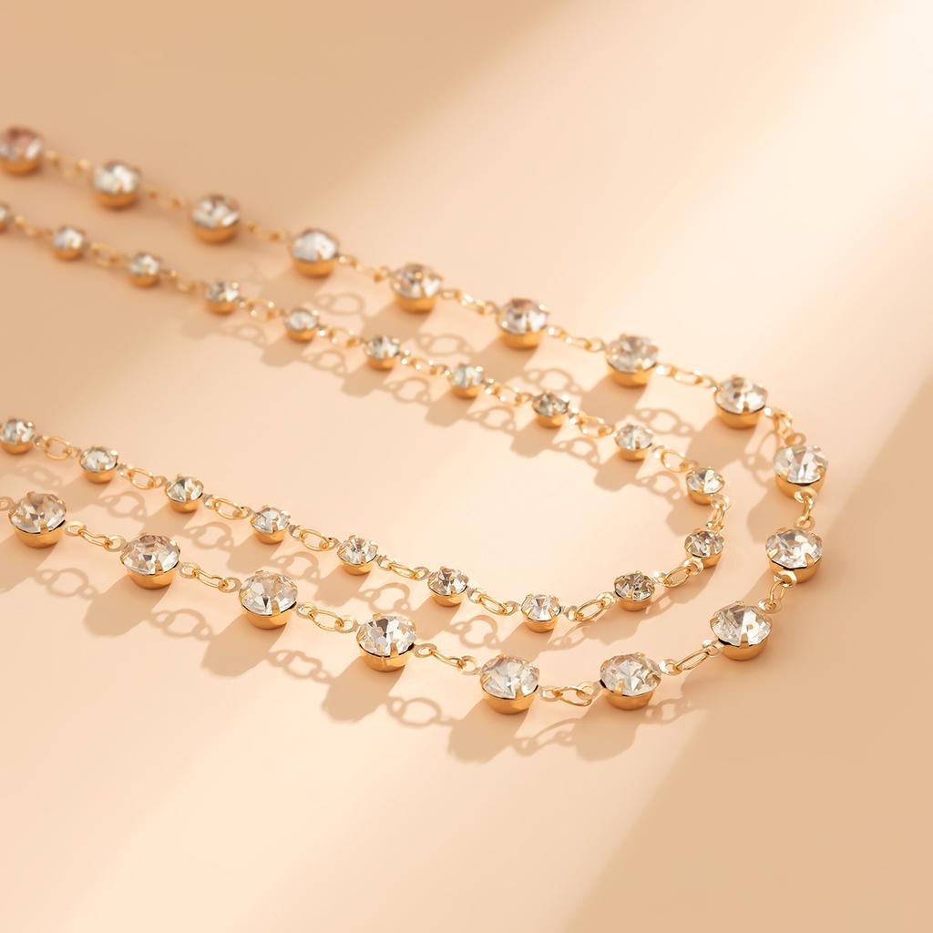 Sweet and Cool Beach Chain Versatile Body Chain, Simple Double-layer Rhinestone Full Diamond Waist Chain for Women