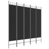 350157 vidaXL Cloison de séparation 5 panneaux Noir 200x200 cm Tissu