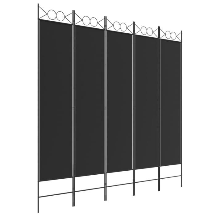 350157 vidaXL Cloison de séparation 5 panneaux Noir 200x200 cm Tissu