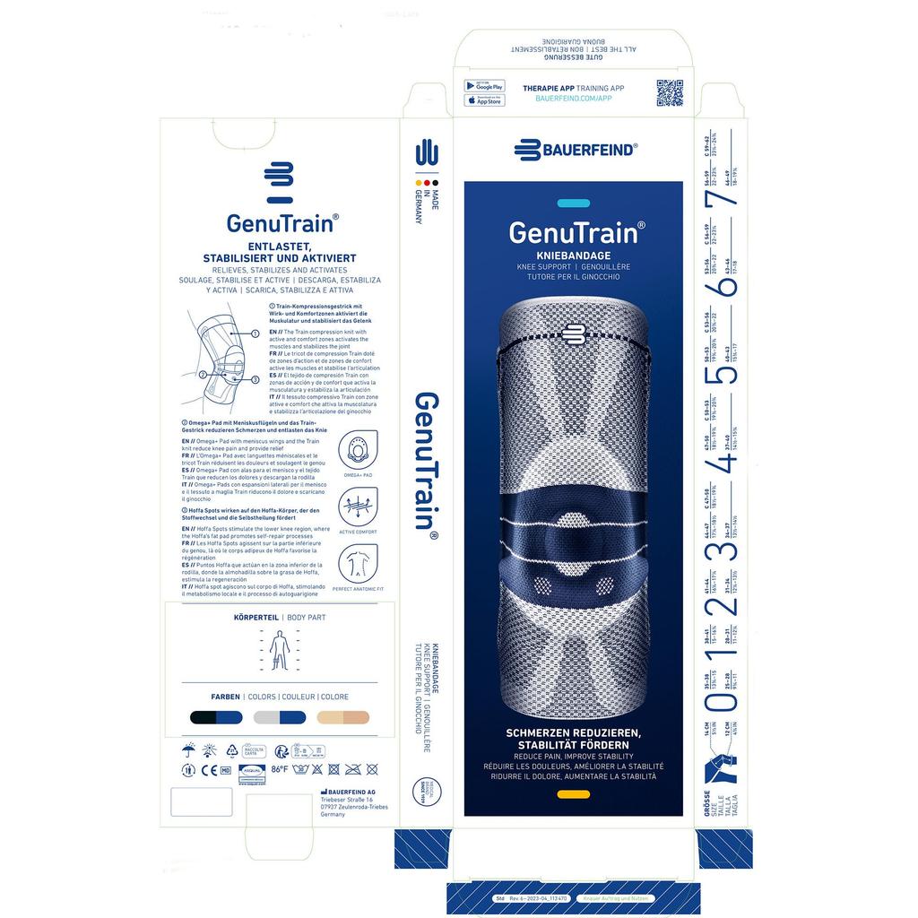 Bauerfeind GenuTrain Колено Сделано в General Medical Стабилизирует коленный сустав с помощью силиконовых подушечек и компрессионной поддержки размера, Германия, Устройство, (Бежевый,