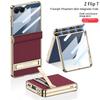 Чехол для Samsung Galaxy Z Flip 7 Роскошный ПУ-кожа Средний шарнир С подставкой Защитная задняя крышка Чехол для корпуса телефона Z Flip 7