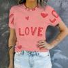 Simple and personalized love letter print summer women's round neck short sleeved T-shirt fashionable and versatile daily top