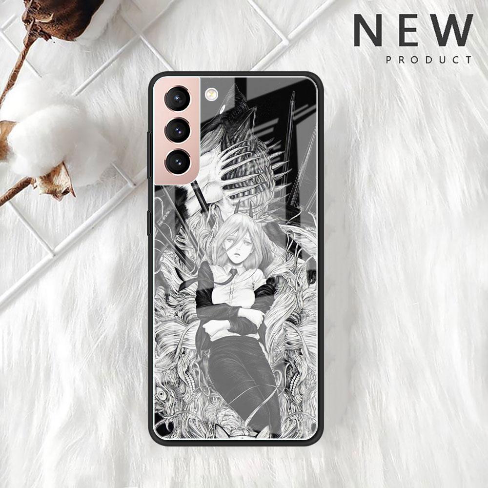 Крутой стеклянный чехол Chainsaw Man для Samsung Galaxy S22 S20 FE S21 Plus Чехол для телефона S10 5G S9 Note 20 Ultra 10 Lite