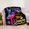 Dance Quotes And Ballerina Silhouettes Gift Customizable Blanket Text Comfortable Texture Suitable For Sofa Couch Office Bed Picnics Four Seasons
