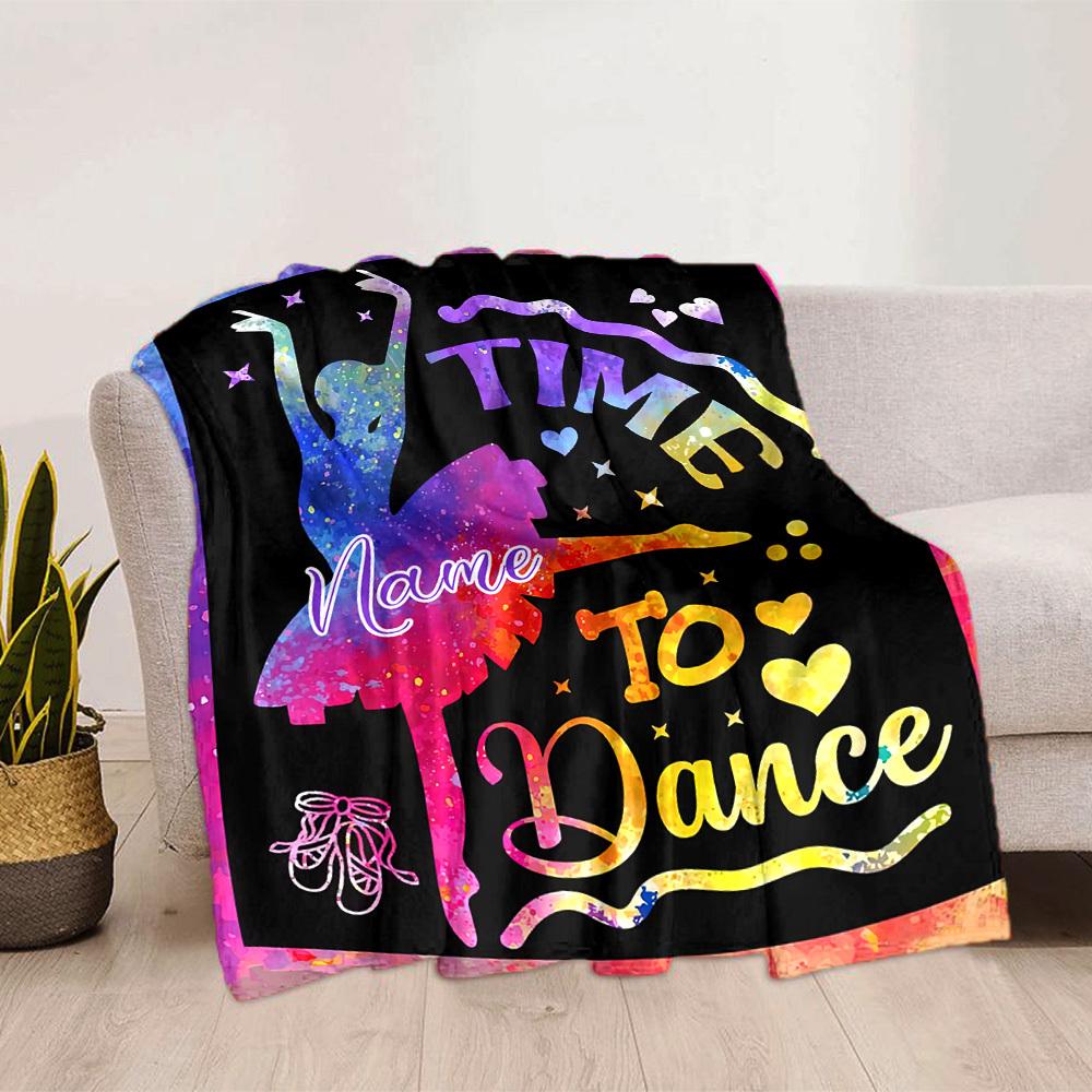 Dance Quotes And Ballerina Silhouettes Gift Customizable Blanket Text Comfortable Texture Suitable For Sofa Couch Office Bed Picnics Four Seasons