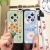 Fashion Design Flower Phone Case For OPPO Reno12F 5G Protective Wristband Kickstand Waterproof Wrist Strap Durable Ring