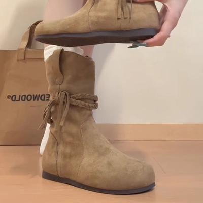 Европейский и американский темперамент ретро универсальные ботильоны с круглым носком женские 2025 осень и зима новые нишевые ремешки персонализированные ботинки Мартин