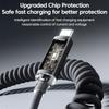 120W Type C Cable Digital Display Car Spring Charging Cord Retractable USB C To Type C Fast Charging Cable for iPhone 17 Xiaomi