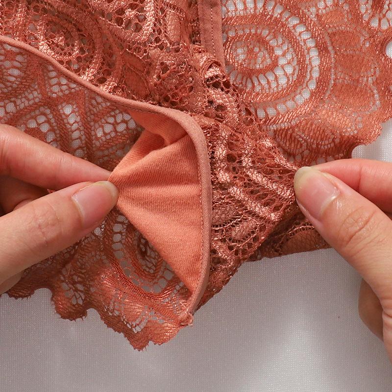 Women Panties 2pcsset Sexy Cinoon Lace Underwear Lowwaist Briefs Hollow Out G String Underpant Transparent Female Lingerie