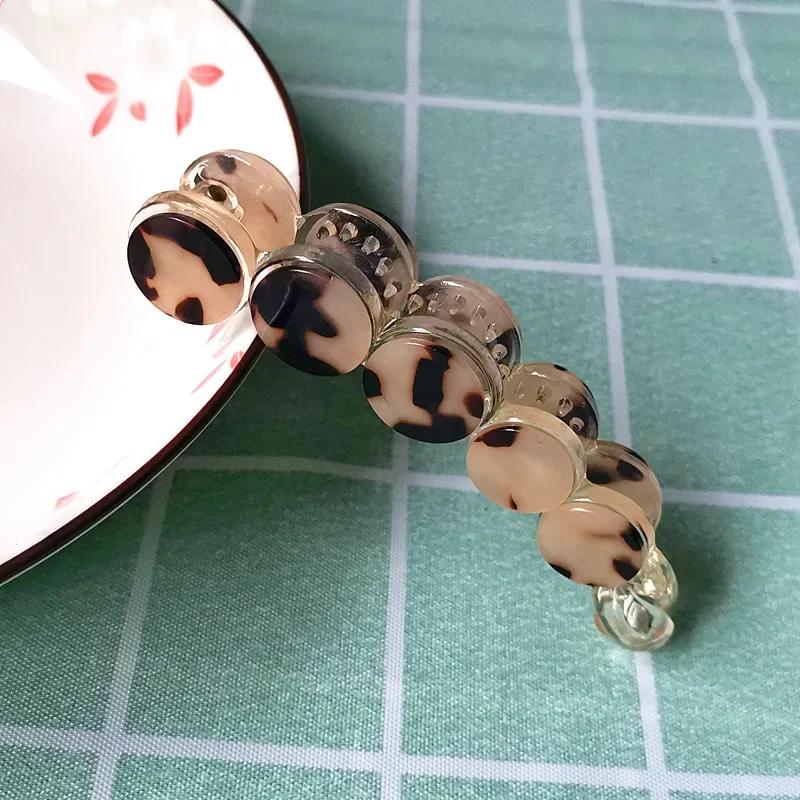 Простая заколка-банан с мраморным узором, элегантная женская заколка для волос с леопардовым принтом из ацетата, повседневная большая заколка для волос в черепаховом стиле