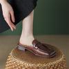 Модная летняя женская обувь Ретро мюли Женская обувь С квадратным носком Шлепанцы Женские Массивный каблук Закрытый носок Шлепанцы Обувь Zapatos De Mujer