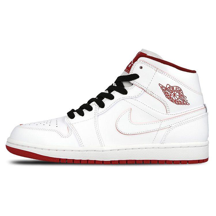 Jordan 1 Ретро Мид Уайт Джим Ред Блэк 554724-103
