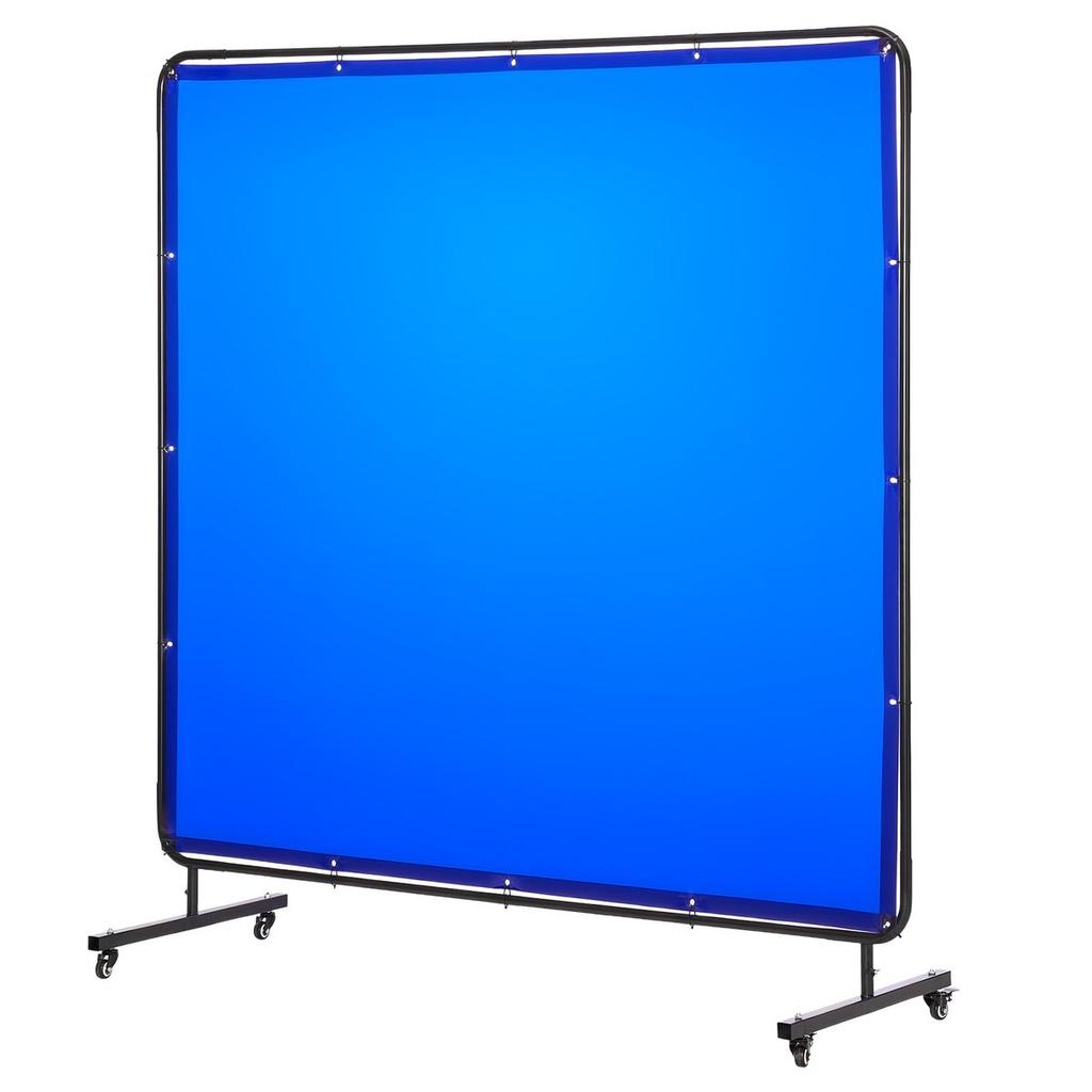 Welding Screen with Frame, 1.74 x 1.74 m Welding Curtain Screen, Flame-Resistant Vinyl Protection Screens with Lockable Swivel Wheels & 6-Level UV