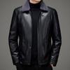 Leather Jacket Men's Genuine Leather Casual Plus Velvet Thickened Short Jacket Lapel Down Jacket Winter