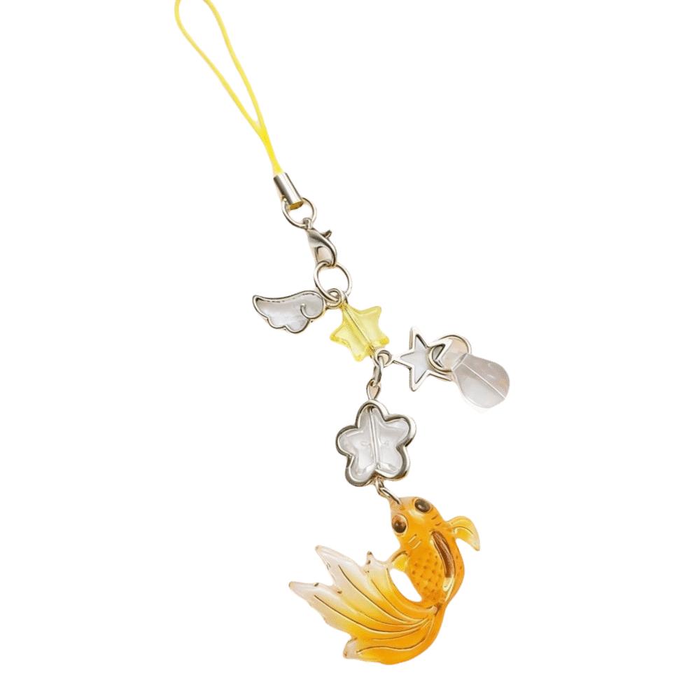 Simulation Fish Mobile Phone Chain Crystal Beads Beaded Keyring Keychain Charms Festival