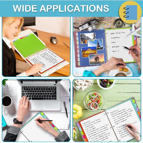 8 Tab Binder Dividers for 3 Ring Binder, Plastic Binder Dividers with Tabs, Cute Page Pastel Folder Dividers with Big Tabs for School Office Home,