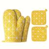 High Heat Resistance 4pcs Oven Gloves and Pot Holder Set, Super Thick Kitchen Extended Oven Gloves 500 Degrees