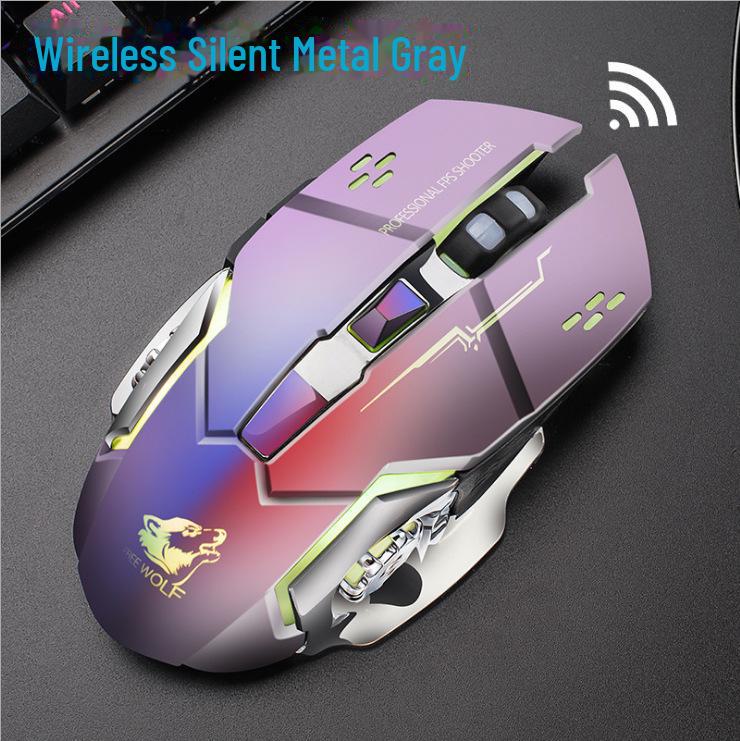 Бесплатная беспроводная зарядка Wolf X8 цветная светодиодная игровая мышь для компьютера и ноутбука