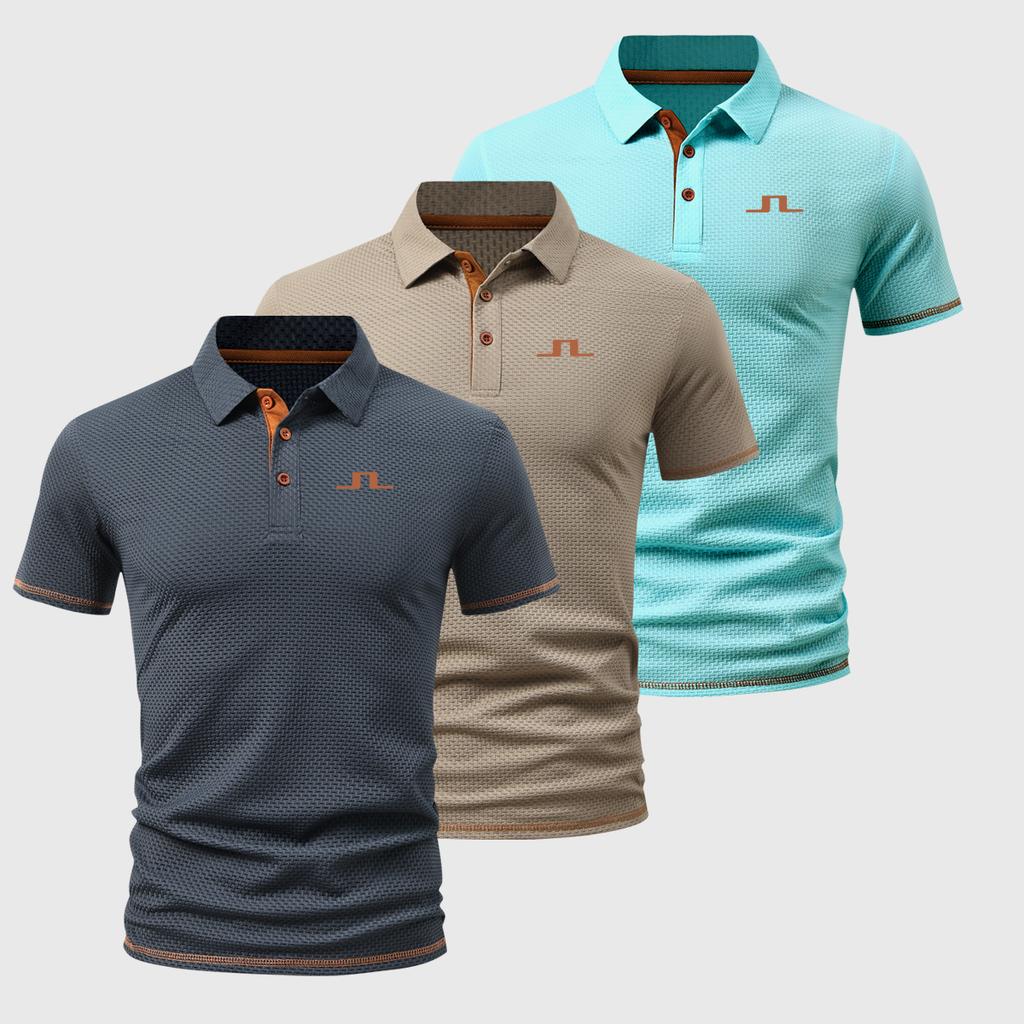 Versatile Men's 3pcs Set for Parties and Work-Polo Shirt with Elegant Collar, 3-Button Slim-Fit Design, and Skin-Friendly Comfort for Summer Outfits