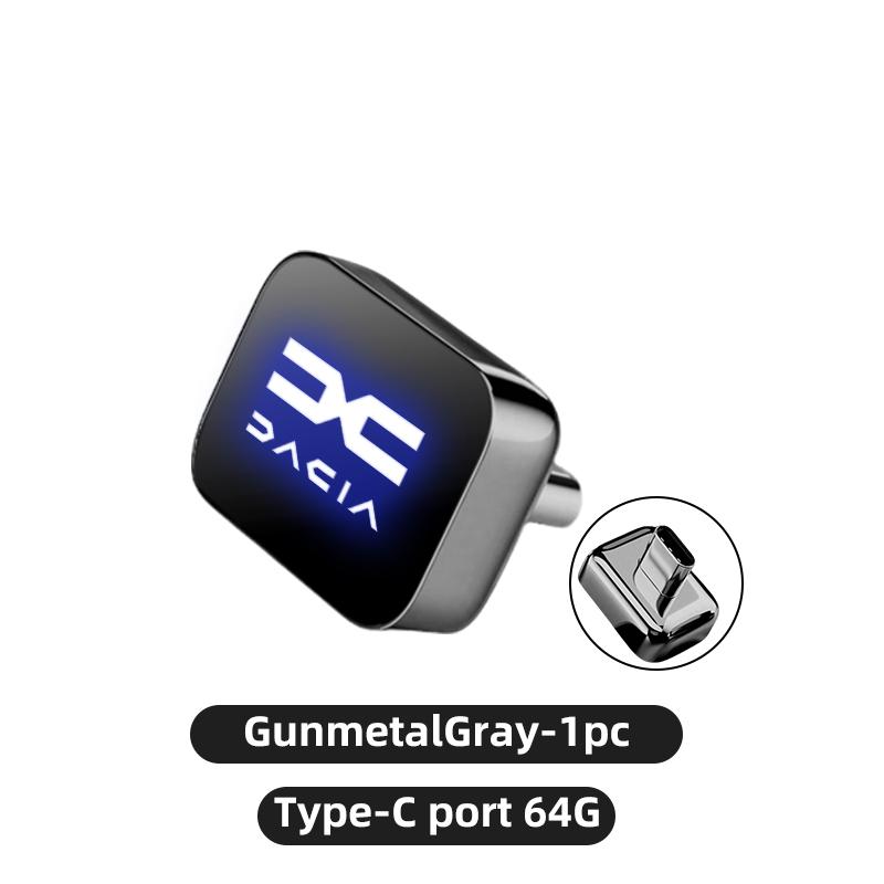 BGV1 Car Stickers Metal USB Type-C Flash Drive Memory Stick Music Saver For Dacia Duster Logan Sandero Lodgy Dokker Stepway Mcv 2