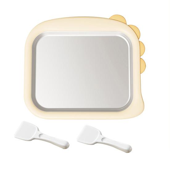 Kids Ice Cream Maker Stainless Steel Freezing Yogurt & Sorbet Machine with 2 Scrapers No-Electricity DIY Homemade Rolled Ice Cream Kit for Family Fun